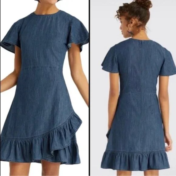 NWT Draper James Denim Ruffle Dress, Size 10 - Picture 2 of 7